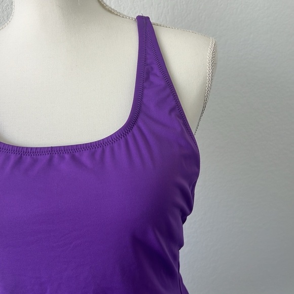 NWOT Purple One-Piece Criss Cross Back Swimsuit - Picture 6 of 8
